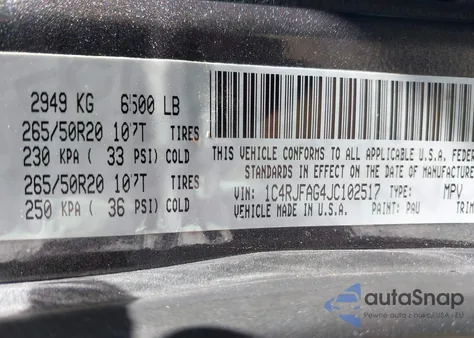 2018 Jeep Grand Cherokee Altitude 4X4 from USA, damaged, VIN 1C4RJFAG4JC102517